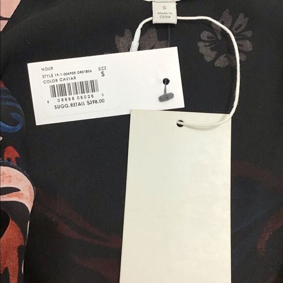 Joie Nour Black Flora Silk Ruffle Neck Long Sleeve Mini Dress New With Tag Sz S - Picture 7 of 7